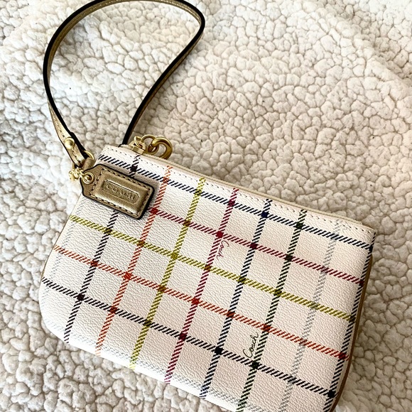 COACH Peyton Tattersall Plaid Coated Canvas Wristlet (Tote bag not included) - Picture 3 of 4